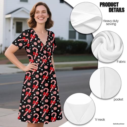 Image of Women's Summer Dresses Short Sleeve Formal Dresses with Pockets | Lightweight polyester fabric delivers cool airflow during hot summer outdoor activities
