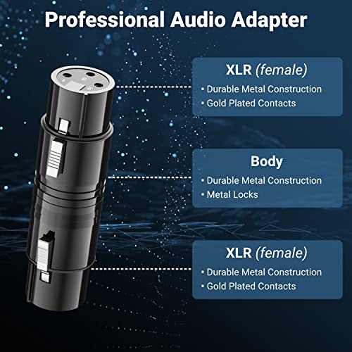 DeleyCON XLR Audio Adapter Kupplung - Verbinder Buchse auf Buchse für 3-Pin Kabel - Lautsprecher, Mikrofon, Mischpult, Musikinstrument, Tonstudio