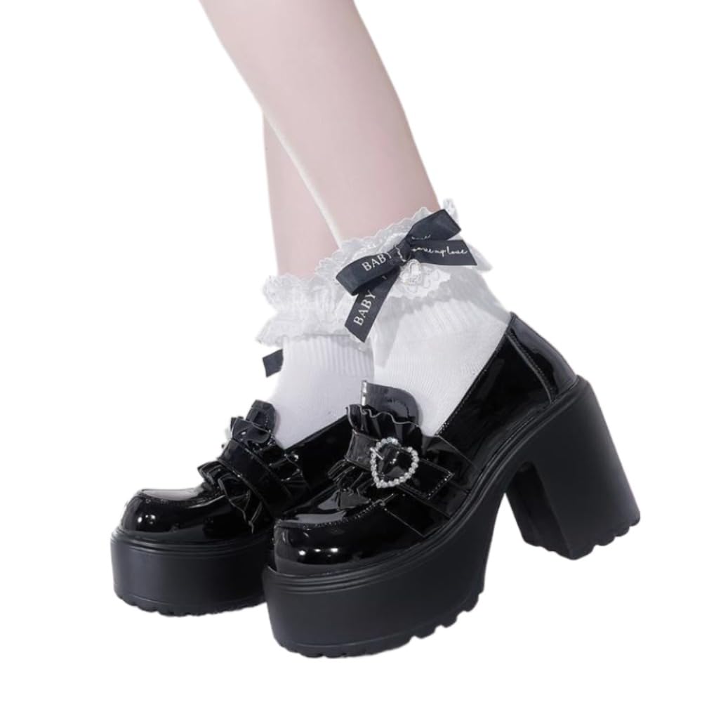 Jirai Kei Emo Shoes Platform Heels Cutecore Y2K Jfashion Harajuku Gyaru Accessories Cute…