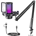 MAONO Gaming USB Microphone, Noise Cancellation Condenser Mic with Mute, Gain, Monitoring, Boom Arm, Pop Filter for Streaming, Podcast, Twitch, YouTube, Discord, PC, Computer, PS5, Mac, DGM20S