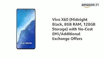 Vivo X60 (Midnight Black, 8GB RAM, 128GB Storage) with No Cost EMI  