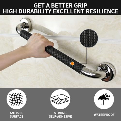 Image of Rubber Grip Tape, 1IN x 10FT Strong Adhesive Anti Slip Tape, Waterproof Heat Resistant Textured Surface for Enhanced Grip on Tools, Handlebars, Fitness Equipment & Slippery Handles (Black)