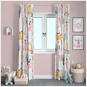 UrbenQueen Polyester Blend Kids Barby Girls Digital Printed 7 Feet Eyelet Door Curtain for Kids Room Piece of 2 (4 x 7 Feet)(Size:48 x 84 inch) Door