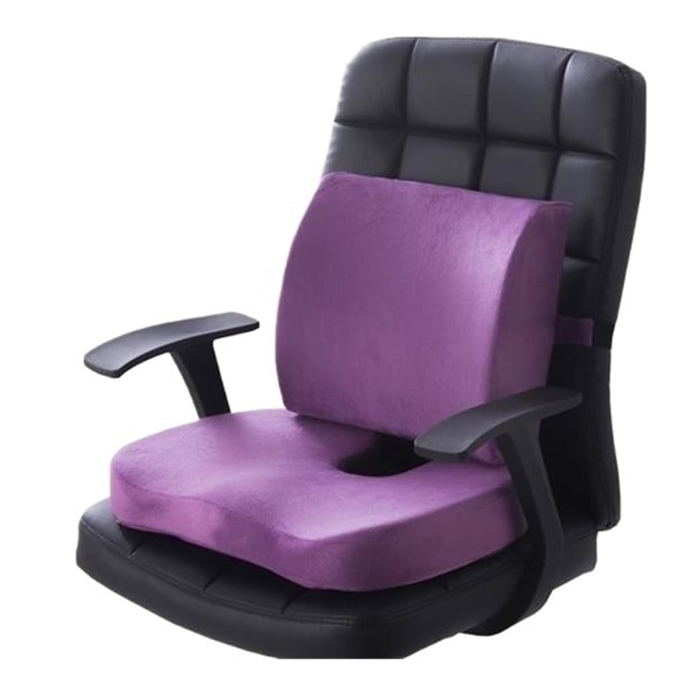 DAIXIMO Memory Foam Car Heightening Cushion And Backrest Set Universal For Dining Chairs And Office Chairs(Rb purple2)