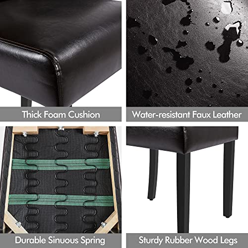Yaheetech Tufted Dining Chairs Faux Leather Dining Room Chair For Kitchen Living Room Bedroom Lounge W/Rubber Wood Legs, Set Of 4 (Brown) #TOP28