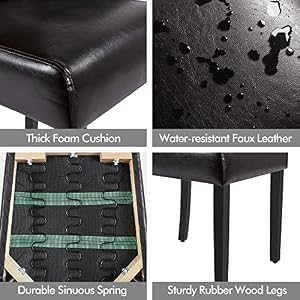 Yaheetech Dining Chairs Set of 6 Kitchen Chairs with Faux Leather Surface and Rubber Wood Legs Modern Tufted Side Chairs for Dining Room Kitchen Living Room Brown