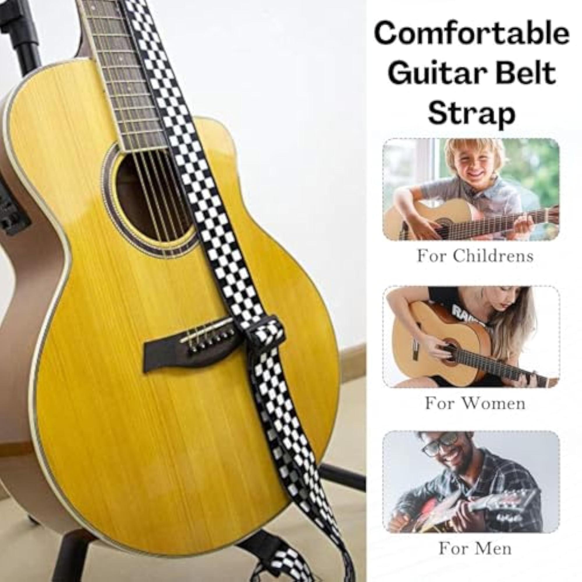 Check Pattern Guitar Accessories, Adjustable Guitar Strap