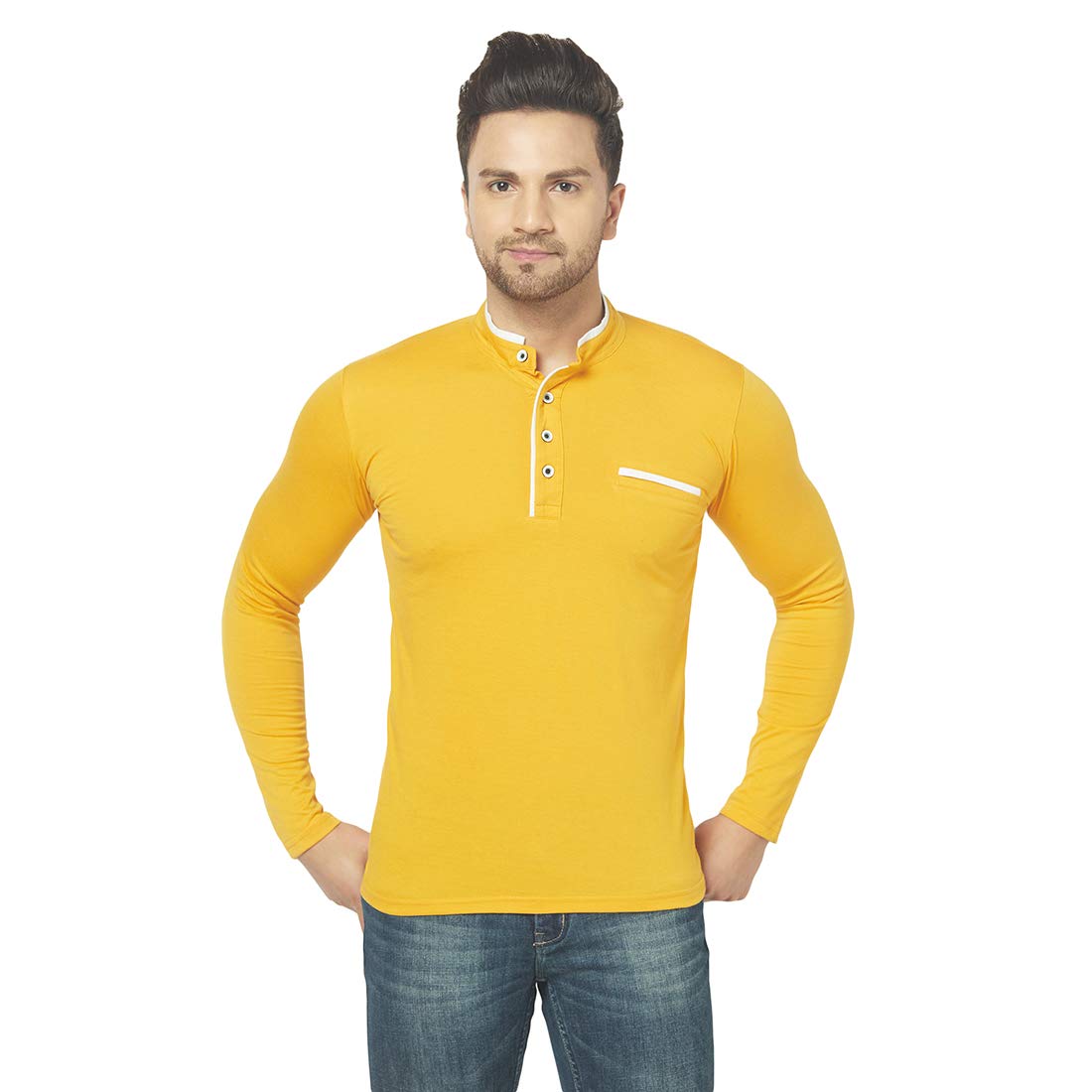 jangoboy Men's Cotton Blend Full Sleeve Henley T-Shirt-picture-20