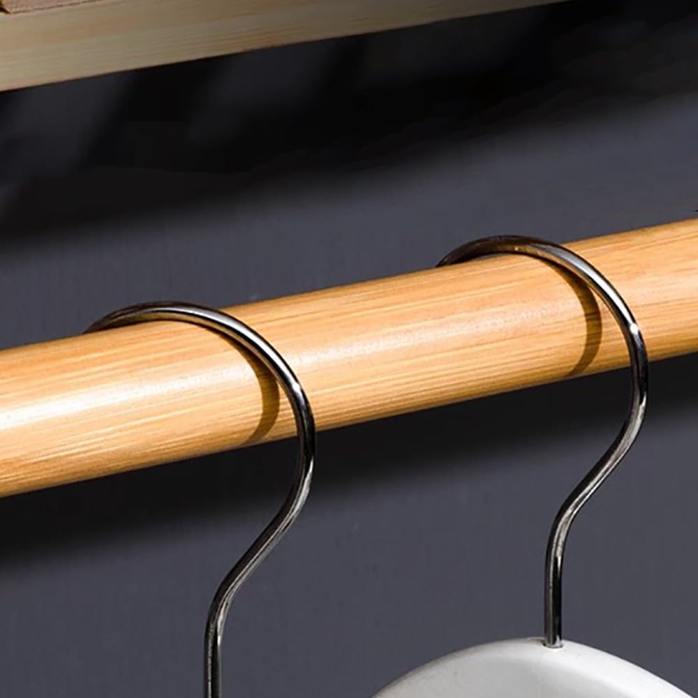 Stand Appendiabiti in Legno, Multifunzionale Appendiabiti Portatile, Armadio Aperto Appendiabiti, Appendiabiti da Terra in Bamboo per Vestiti Cappelli Scatola per Scarpe,L130CM
