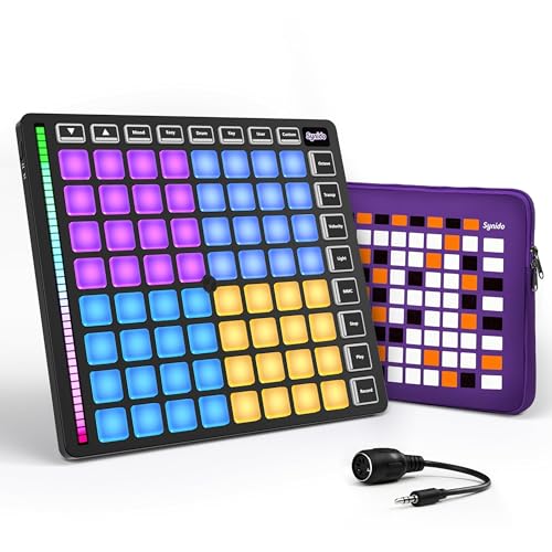 Synido Contrôleur MIDI 64 Pad, TempoPAD Z-1 Beat Maker Machine avec 64 Beat Pads pour la production de musique, contrôleur Midi USB avec mode facile pour les...