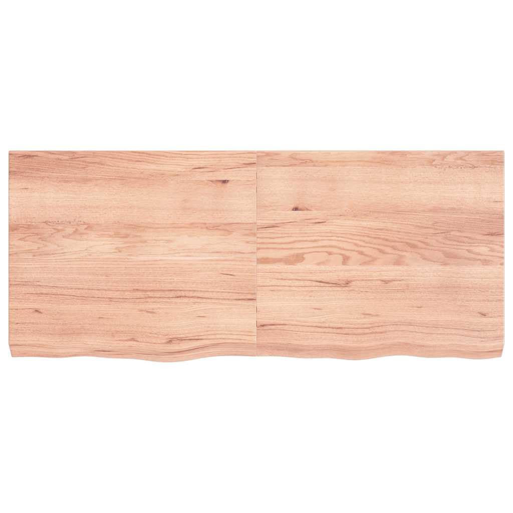 Estantería de pared marrón claro, 140 x 60 cm, madera maciza de roble tratada – Rústico con borde natural plegable – Estantería flotante de madera maciza para salón, oficina o baño
