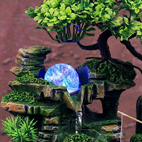 Desktop Fountain Indoor Simulation Resin Rockery Desktop Fountain Geomantic Meditatie Desktop Fountain 7.8x5.85x11.70” Vijverfonteinen (Color : A) - Image 4