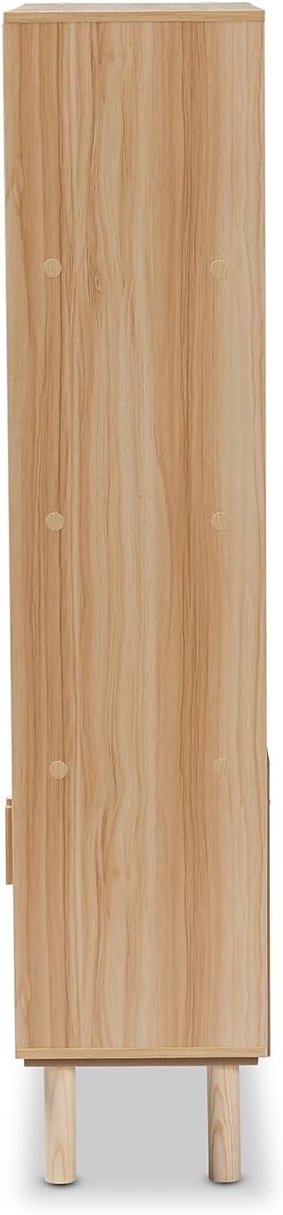 Baxton Studio Faulkner 55.1-inch H 3-Shelf Bookcase, Beige and Natural Brown