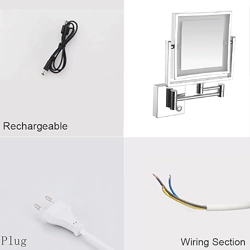 Miniatura 7 de Espejo de maquillaje con luz LED, espejo de maquillaje montado en la pared, exquisitos espejos cosméticos para el hogar, giro de 360, tacto