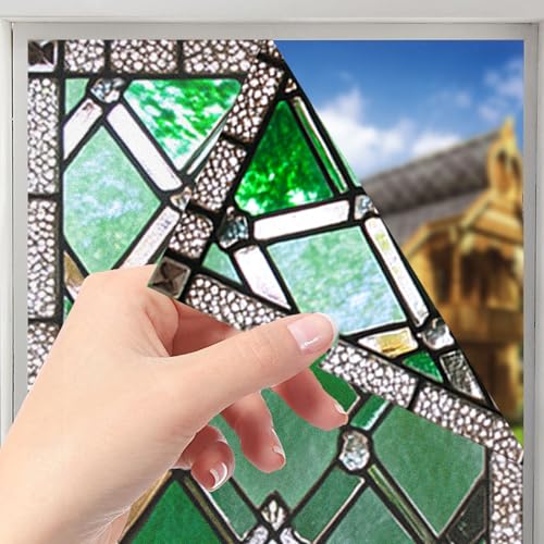 Image of Nuxovilar Sparkle Stained Glass Style Window Film 17.5x39.4 in PVC