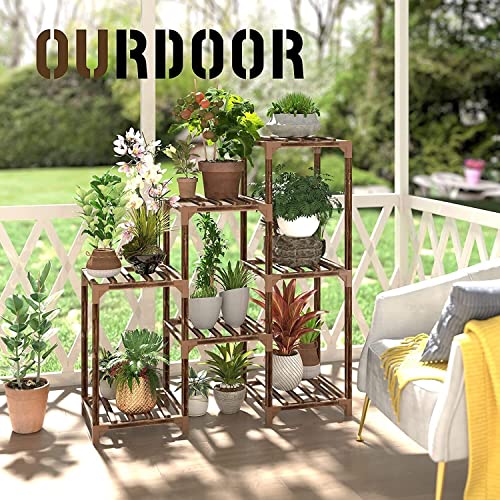 Venqi 2 Pack Plant Caddy Wooden Plant Stand With Wheels 12 Inch Square Plant Roller With Metal Lockable Caster Wheels Heavy Duty Rolling Plant Stand Outdoor/Indoor Plant Dolly On Patio/Flower Pot (7-Tier) #TOP6