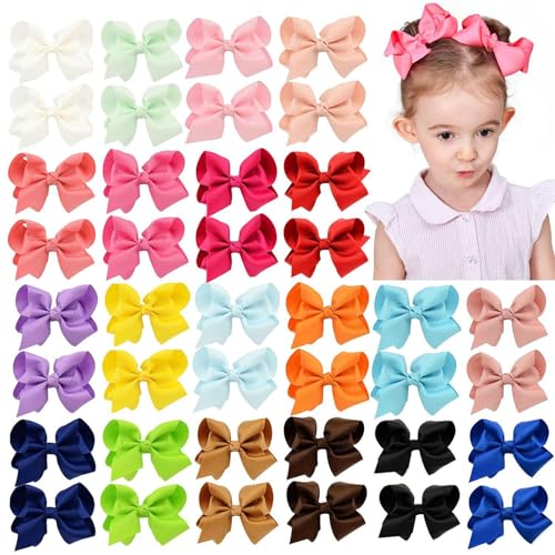 El Mejor Listado de Monos para Niña los 5 mejores. 48 Moños Para Niñas, 40 Piezas Con Pinzas De Cocodrilo, Moños Para Bebe, Accesorios De Cabello Para Niñas Pequeñas, Adolescentes, Uso Diario, Fotos, Fiestas, 7.5 * 4 cm