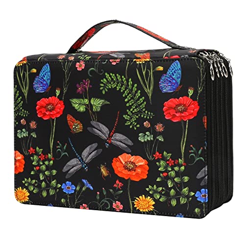 Image of Vomgomfom Colored Pencil Case - 252 Slots Pencil Holder with Zipper Closure Twill Fabric Large Capacity Pencil Case for Watercolor Pens or Markers, Pencil Case Organizer for Artist (Black)
