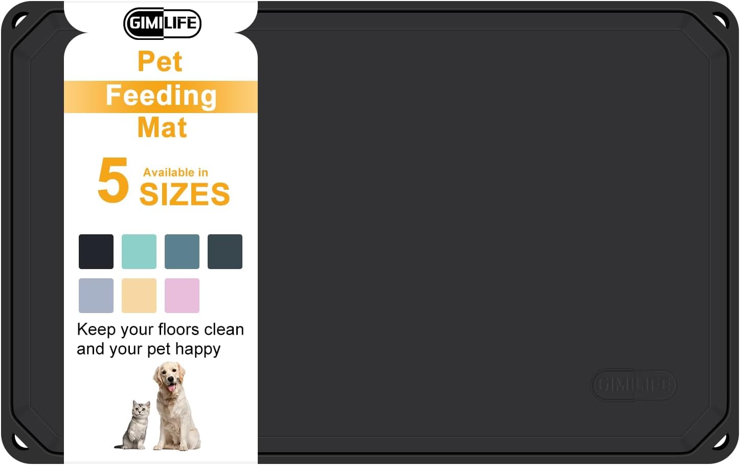 Silicone Pet Food Mat for Dogs and Cats - Waterproof Feeding Mat With High Lips for Messy Drinkers - Placemat for Food and Water Bowls