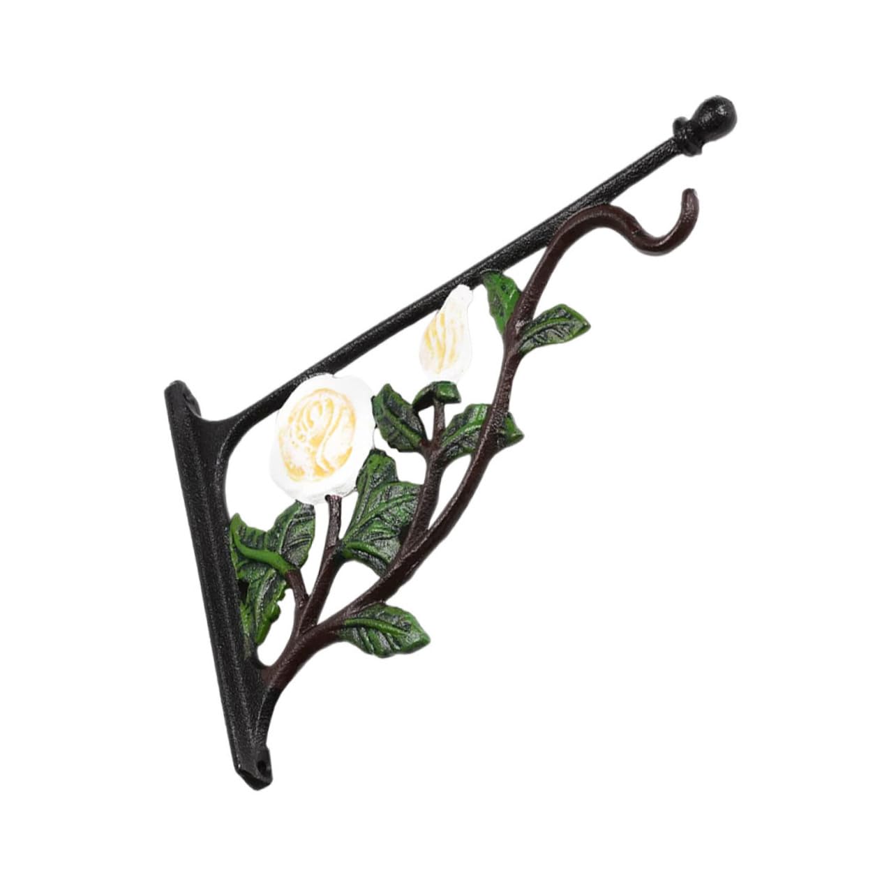 Mipcase Gancio per Mangiatoia Uccelli e Vaso di Fiori in Ferro Bianco Motivo Rosa, Supporto da Parete Resistente Antiruggine per Balcone Giardino e Decorazioni Esterne, Portavasi