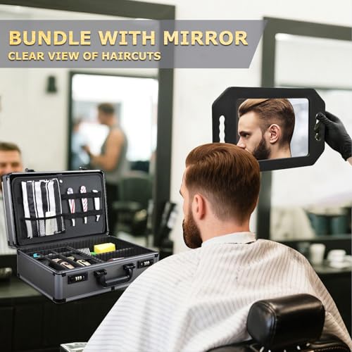 Image of Yueieoun Professional Barber Case with Barber Clipper Tray Organizer, 6 Adjustable Clipper Slots & 8 Shear Holders, Portable Barber Carrying Case for Hair Tools & Supplies with Combo Locks