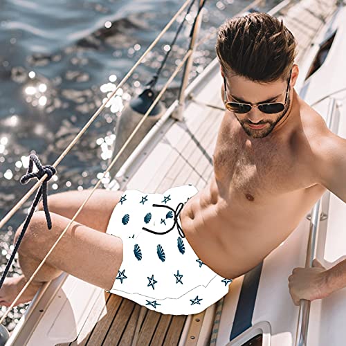 Short de bain pour homme à séchage rapide avec doublure maille et motif coquillage