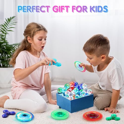 Image of Fidget Spinner 2 Pack, Light up Sensory Fidget Toys Adults Kids 4-8-12 with Autism ADHD, Kids Travel Toys Anxiety Stress Relief Teen Boy Gifts, Classroom Prizes Glow Birthday Party Graduation Gifts