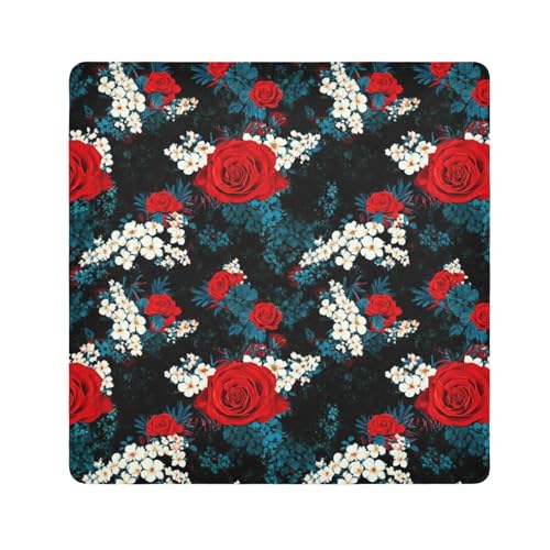 ODAWA Red Roses Self-Adhesive Cloths 13.8X13.8 Inch Cosmetic Bag Magic Cloth Magic Self-Adhesive Cloths for Camera, Lens, Laptop
