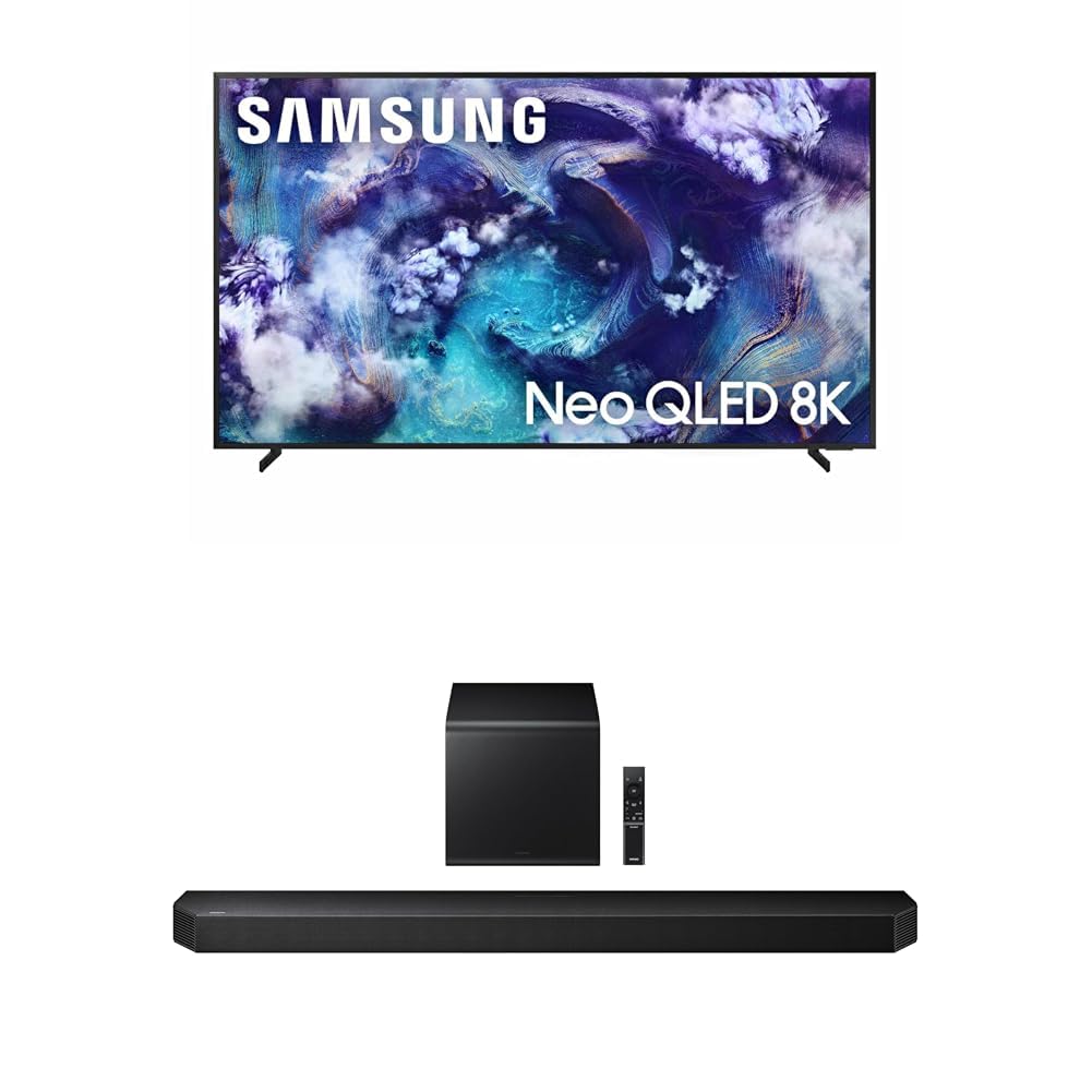 Samsung 85-Inch Class Neo QLED QN900F 8K Mini LED Smart TV (2025 Model) 8K AI Upscaling, Metal Frame Design, Glare Free + Samsung Q800F 5.1.2ch Q Series Soundbar (HW-Q800F, 2025)