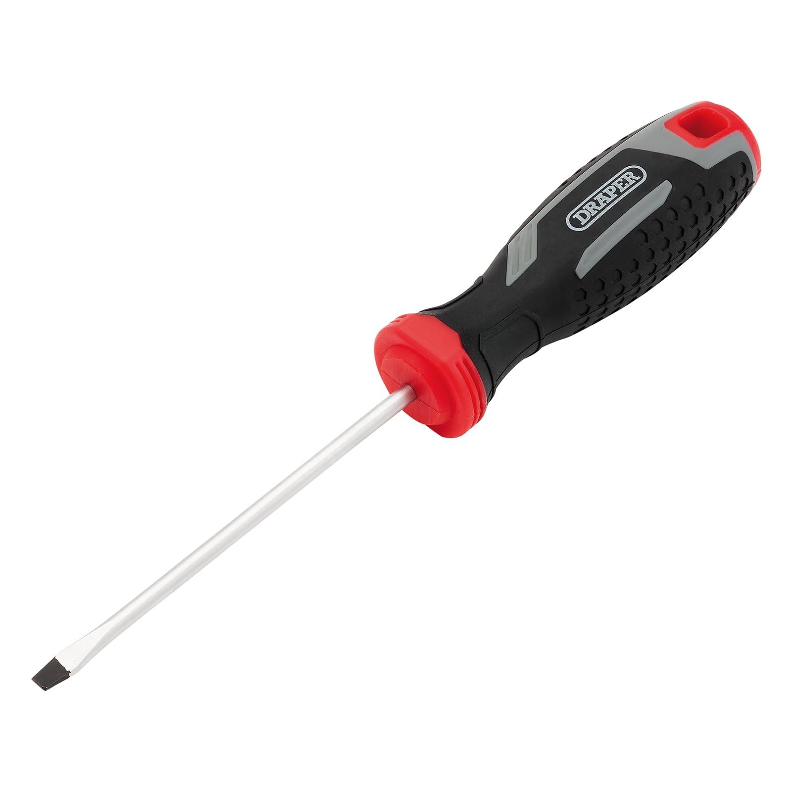 Draper Slotted Soft Grip Screwdriver, SL4 x 100mm - 13386 - Magnetic Tip, CRV Blade, Grey and Black