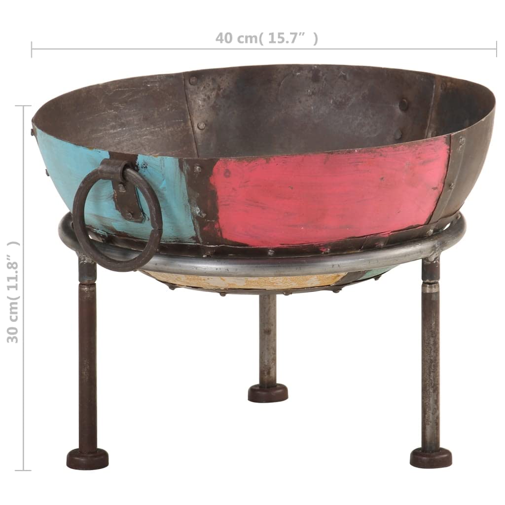 Feuerschale XXL aus Stahl mit Schürhaken und Netzabdeckung, 58 cm große Feuerschale für Garten und Terrasse, praktischer Ring für einfachen Transport, sicherer Funkenflugschutz
