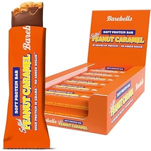 Barebells Proteinriegel – köstliche weiche Eiweißriegel mit Schokolade – zuckerarm, 16 Gramm Protein, ohne Palmöl – Soft Bar Salted Peanut Caramel, 12 x 55gr