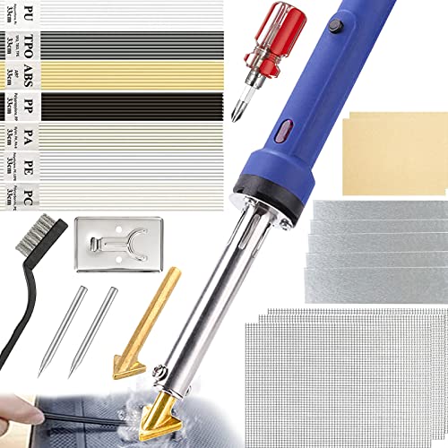 100W Soudure Plastique, Kit Reparation Plastique avec 7 Types 56 Baguettes de Soudage,2 en 1 Soudeuse Plastique avec 2 Pointe de Soudage 2 Panne Fer à...