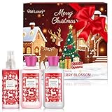 Christmas Bath and Body Gift Set - Luxurious Japanese Cherry Blossom Spa Kit with Gel, Lotion, Mist, a Warm Christmas Gift for Mom, Aunt, Girlfriend & Friends Who Loves Self-Care