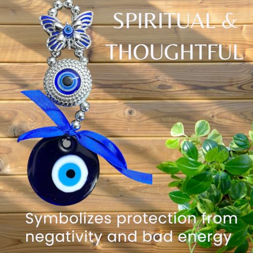 Image of BLUE BEADS Turkish Feng Shui Vastu Blue Glass Evil Eye Hanging /Door Hanging Nazar Batu for Protection and Good Luck - Perfect for Gifting Home or Office (Butterfly Evil Eye)