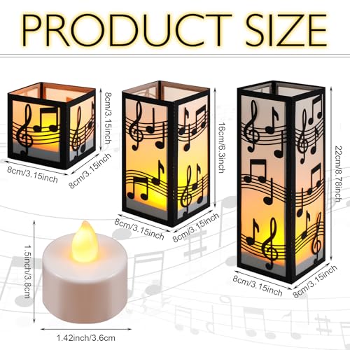 Image of Rossesay 24 Pcs Music Party Decorations Music Note Centerpieces for Table 3 Size Musical Note Paper Lantern Boxes with LED Tealights for Musical Themed Wedding Birthday Baby Shower Party Room Decor