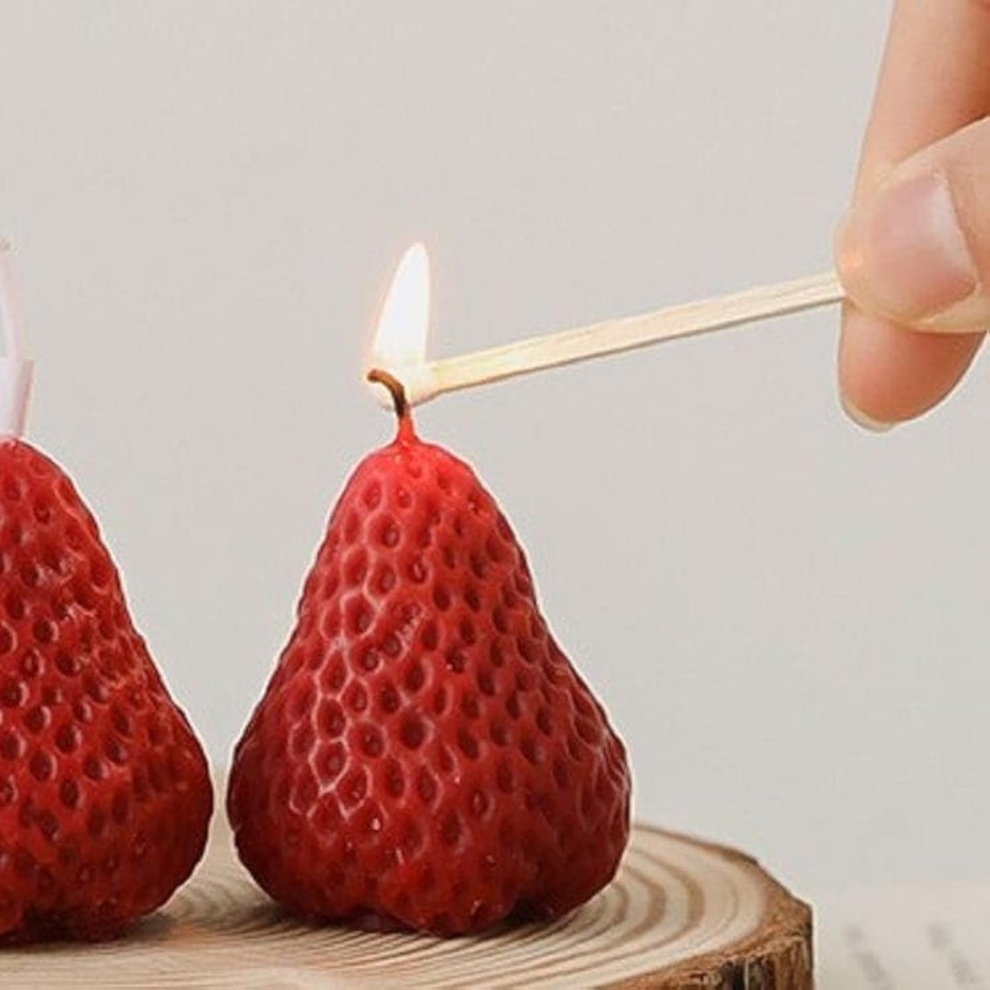 Handcrafted Strawberry Scented Red Candle for Home Decor