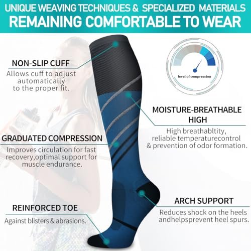 Image of COOLOVER Copper Compression Socks for Women and Men(6 Pairs)-Best Support for Running, Athletic, Travel