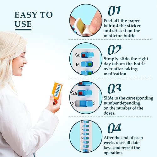 Pill Reminder 10Pack,Pill Tracker(Slide Left To Right),Reusable Medication Tracker On Bottle,Easy To Use Medicine Reminder,3 Times A Day 7 Days A Week Convenient Medicine Reminder For Home #TOP4
