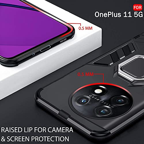 Image of TheGiftKart Tough Armor Bumper Back Cover Case for OnePlus 11 5G | Ring Holder & Kickstand in-Built | 360 Degree Protection Back Case Cover for OnePlus 11 5G (PC & TPU, Black)