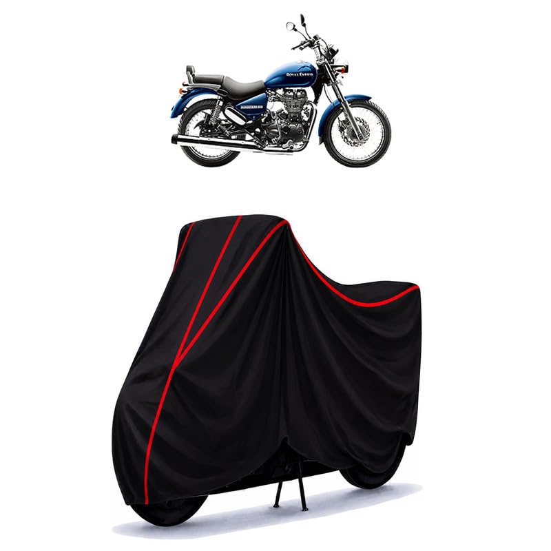 Image of Thunderbird 500 STD Water Resistant Bike Cover for All Motorcycles & Rain | Heavy Duty Taffeta Fabric | UV Protection, Dustproof, Scratchproof | All Weather Two Wheeler Body Cover with Elastic Bottom