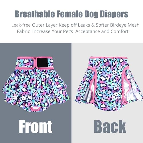 Image of wegreeco Dog Diapers Female (3 Pack), Highly Absorbent Dog Diapers for Female Dogs in Heat, Incontinence, or Excitable Urination (Colorful Leopard, Medium)