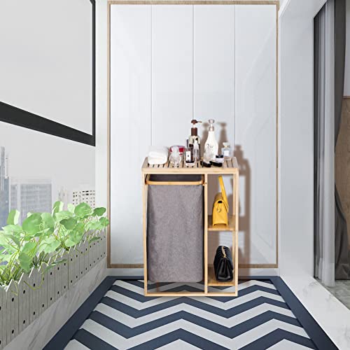 image for Eapmic 3-Tier Organizer Storage Shelf with Bamboo Frame and Pull Out F
