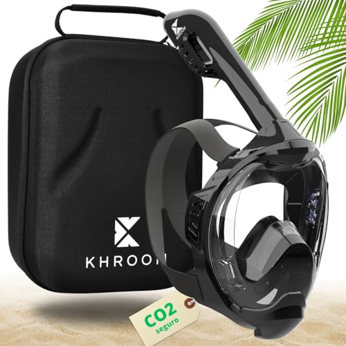 Khroom Máscara de esnórquel para Adultos y niños - Seaview Y | Sin Problemas de CO2 | Máscara Completa para Snorkeling| Equipo de Snorkel con máscara Integral Completa para Adultos (L/XL Negro+Case Khroom Máscara de esnórquel para Adultos y niños - Seaview Y | Sin Problemas de CO2 | Máscara Completa para Snorkeling| Equipo de Snorkel con máscara Integral Completa para Adultos (L/XL Negro+Case