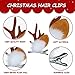 TailaiMei Christmas Hair Clip, 2 Pairs Cute Reindeer Antlers Ears Hair Accessory with Plush Ball, Christmas Hair Pins for Women and Party Favors