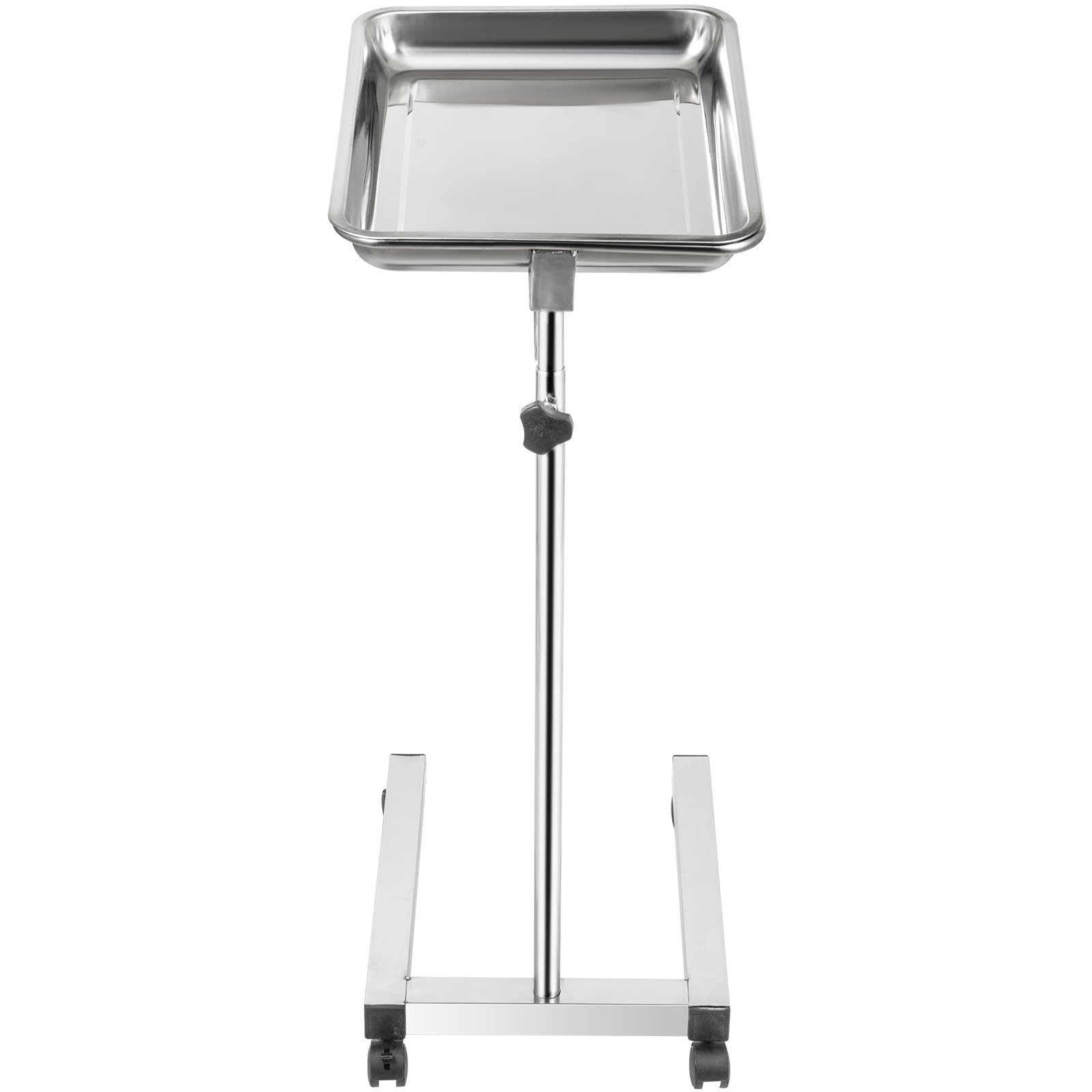 VEVOR Chariot de Coiffure en Hauteur, 82-130 cm Réglable Assistant Muet INOX, Table de Mayo,Plateau 45x35x4,8 cm, 4 Roues Pivotantes 3 Tubes Table à Instruments sur roulettes, Clinique Salon