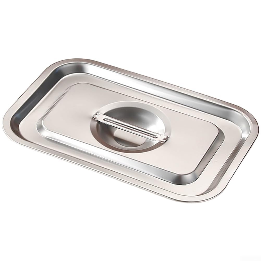 Juego de 2 recipientes Gastronorm de acero inoxidable con tapa, profundos rectangulares, apilables, GN 1/1, recipientes para comida para buffet, gastronomía, cocina comercial, 32 x 22 x 20 cm