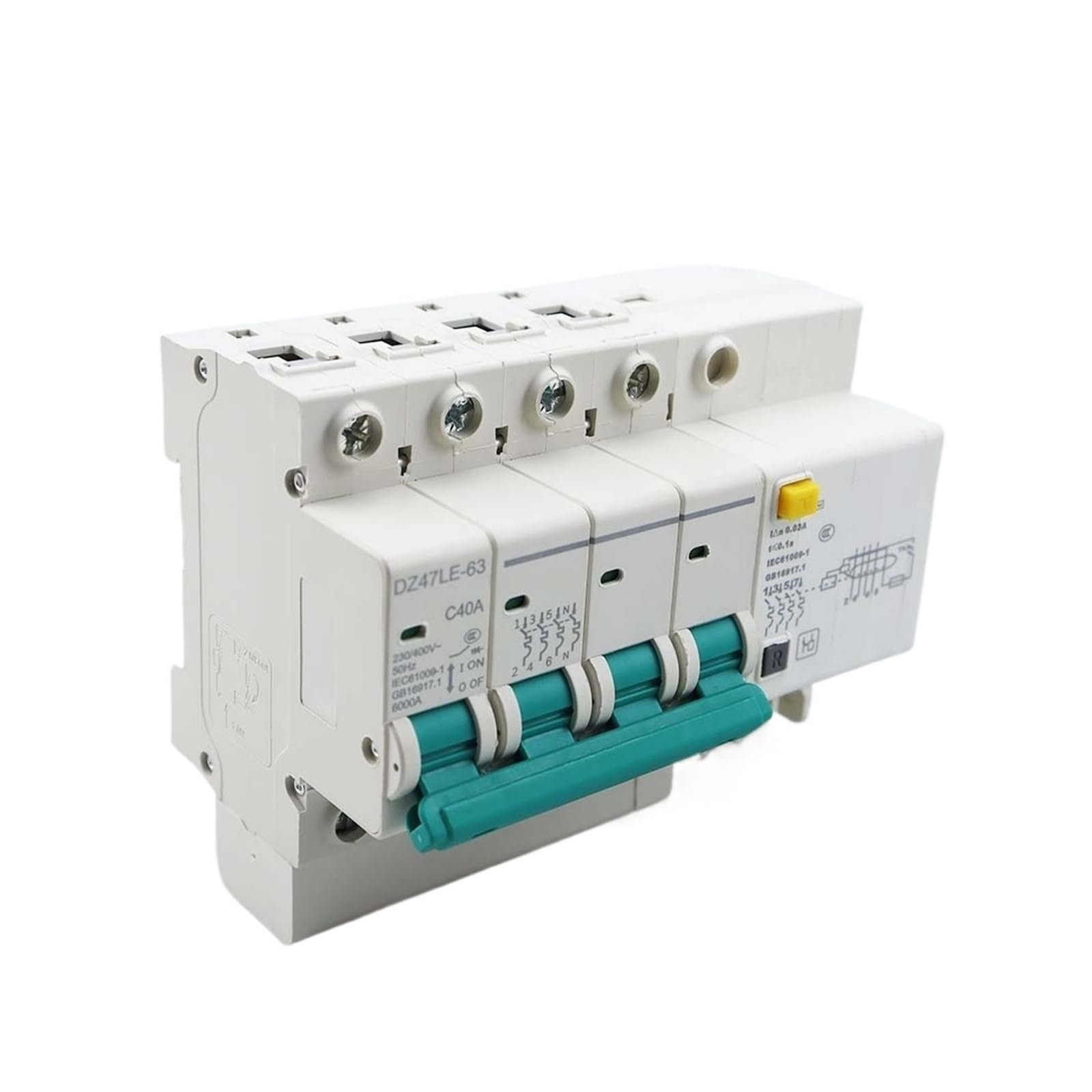 Protezione da sovratensione RCBO + SPD 1P-4P 400V | MCB RCBO 1P/2P/3P+N/4P con protezione da sovratensione SPD AC400V Interruttore corrente residua, 1 PC(4P,125A)