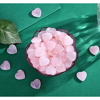 20 PCS Rose Quartz Heart Crystals Natural Crystal Polished Healing Cute Mini Pocket Stones Palm Thumb Love Gemstones Set Bulk Wholesale Reiki Energy Balancing Meditation Pink Heart Gifts for Mother Anniversary Gifts for Women