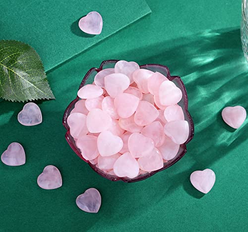 20 Pcs Rose Quartz Heart Crystals Natural Crystal Polished Healing Cute Mini Pocket Stones Palm Thumb Love Gemstones Set Bulk Wholesale Reiki Energy Balancing Meditation Valentine's Day Gift For Women #TOP2